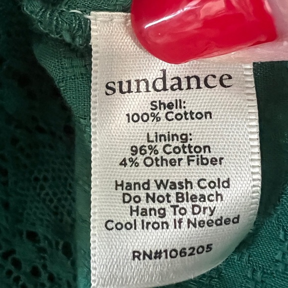 Sundance ClaraBelle Green Embroidered Dress With Lace Trim Size Small - Picture 5 of 7